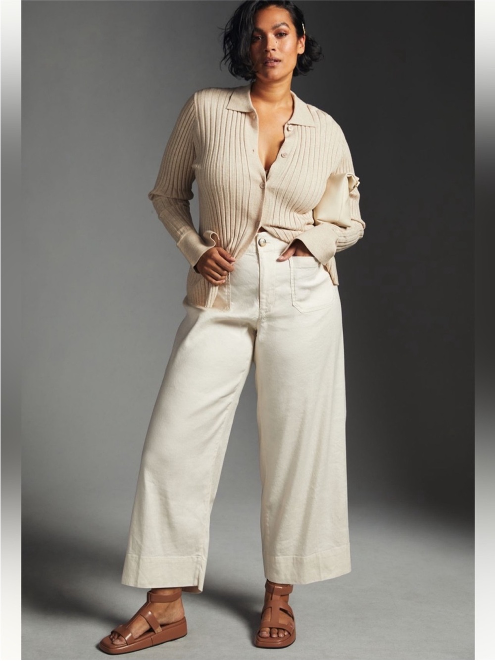 Anthropologie Maeve Colette Linen Blend Stretch High-Rise Wide Leg Pants Trouser - Picture 1 of 13